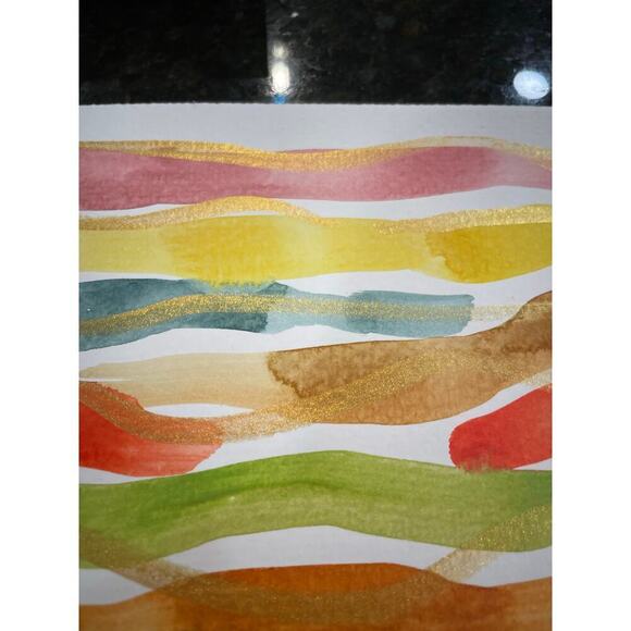 Hand made watercolor original painting abstract waves 12x9 - Picture 3 of 5
